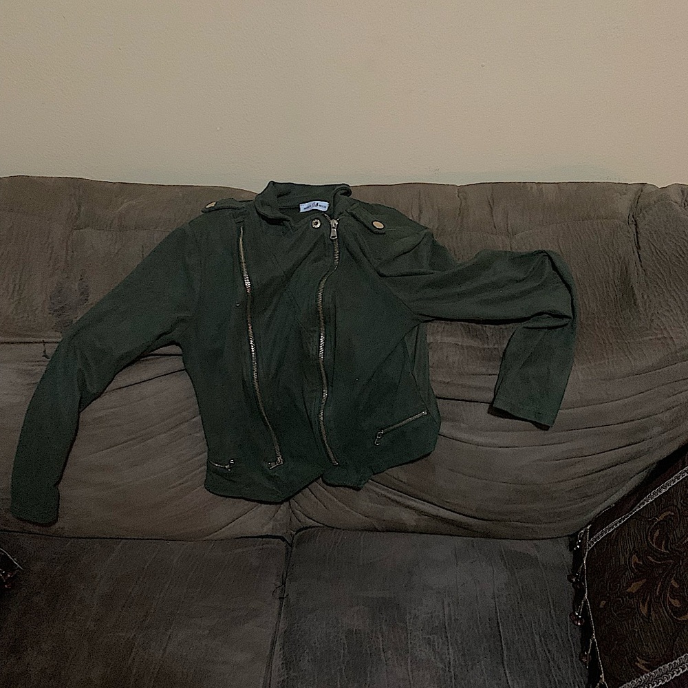 Olive Green Faux Suede Jacket